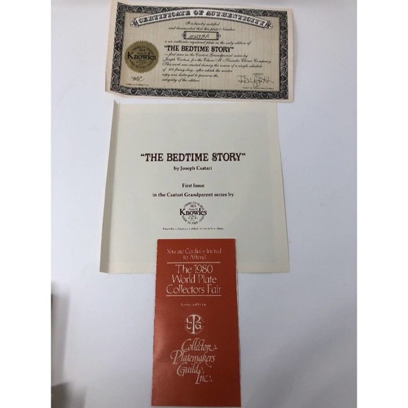 Vintage 1980 Grandparent Collectible Plate Knowles Csatari Bedtime Story COA Box - Picture 8 of 11
